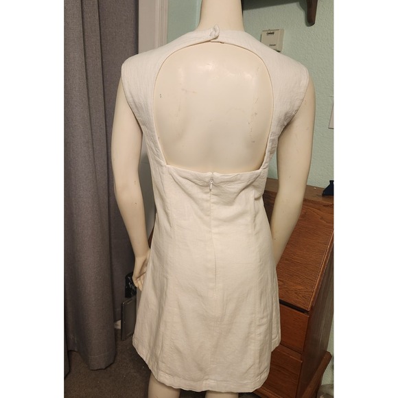 Abercrombie & Fitch Linen Blend Mini Shell Dress M Open Back Sheath - Picture 10 of 14